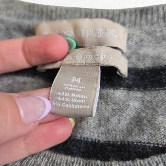 Banana Republic Gray Navy Striped Wool Cashmere Blend Sweater Dress Size Medium - Picture 4 of 7